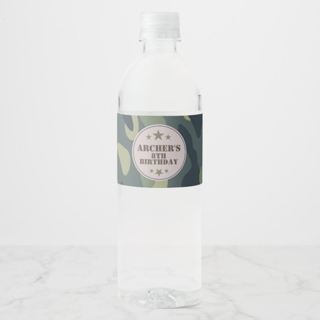 Étiquette Pour Bouteilles D'eau Étiquette d'eau de l'armée, Camouflage (Devant)
