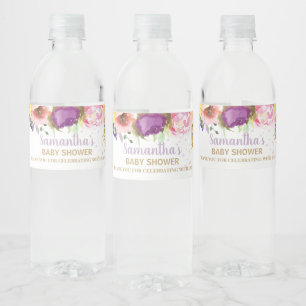Étiquette Pour Bouteilles D'eau Fairy Purple Rose Baby shower Floral Anniversaire
