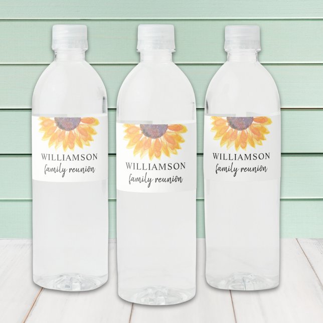 Étiquette Pour Bouteilles D'eau Famille Réunion Floral (Créateur téléchargé)