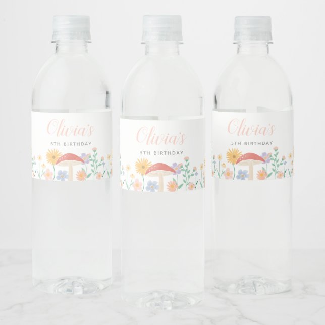 Étiquette Pour Bouteilles D'eau Fée Floral Fille fête d'anniversaire (Bouteilles)