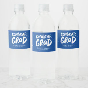 Étiquette Pour Bouteilles D'eau Félicitations grad bleu audacieux diplôme person