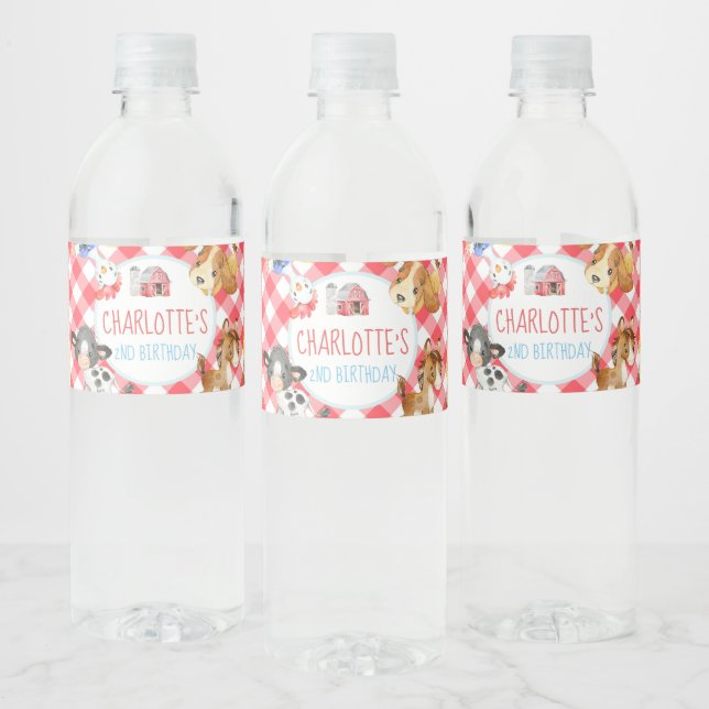 Étiquette Pour Bouteilles D'eau Ferme Barnyard Animal Anniversaire (Bouteilles)