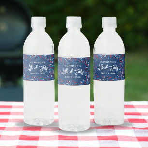 Étiquette Pour Bouteilles D'eau Festive moderne Fireworks Personnalisé 4 juillet f