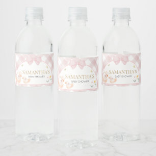 Étiquette Pour Bouteilles D'eau Fête bébé Silly Goose à carreaux roses