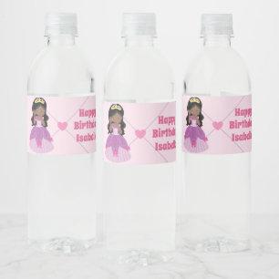 Étiquette Pour Bouteilles D'eau Fête d'anniversaire afro-américaine de rose