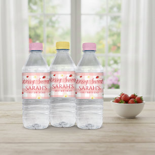 Étiquette Pour Bouteilles D'eau Fête d'anniversaire Berry Sweet Strawberry 1 an