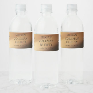 Étiquette Pour Bouteilles D'eau Fête d'anniversaire de 50 ans en or Brow