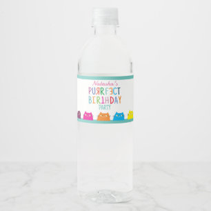Étiquette Pour Bouteilles D'eau Fête d'anniversaire de fille chat