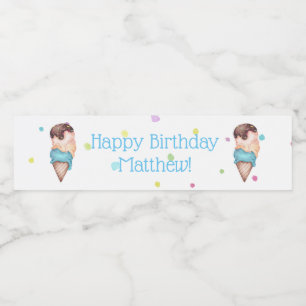 Étiquette Pour Bouteilles D'eau Fête d'anniversaire de glace Blue Boys