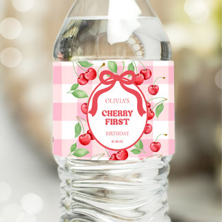 Étiquette Pour Bouteilles D'eau Fête d'anniversaire de première année Cerise Coque