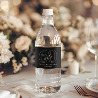 Étiquette Pour Bouteilles D'eau Fête d'anniversaire des 60 ans de Black Gold Moder