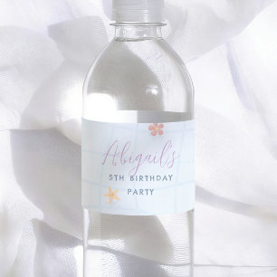 Étiquette Pour Bouteilles D'eau Fête d'anniversaire fille violet Piscine