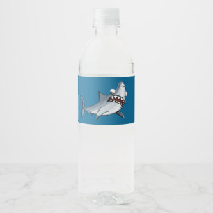 Étiquette Pour Bouteilles D'eau Fête d'anniversaire requin mignon