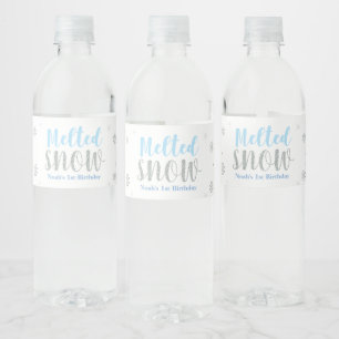 Étiquette Pour Bouteilles D'eau Fête d'anniversaire Silver & Blue Winter Wonderlan