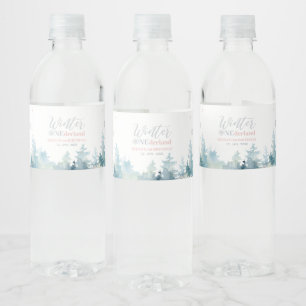 Étiquette Pour Bouteilles D'eau Fête d'anniversaire Silver & Pink Winter Wonderlan