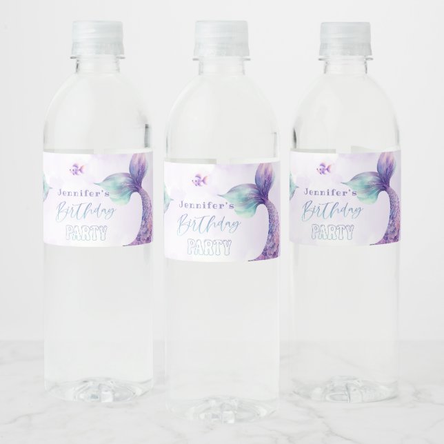 Étiquette Pour Bouteilles D'eau Fête d'anniversaire sous la mer (Bouteilles)