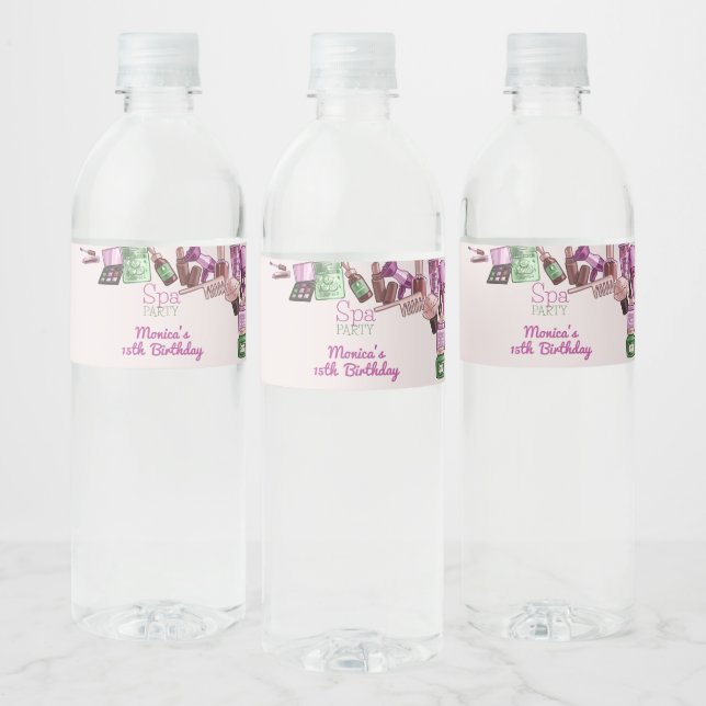 Étiquette Pour Bouteilles D'eau Fête d'anniversaire spa de beauté (Bouteilles)