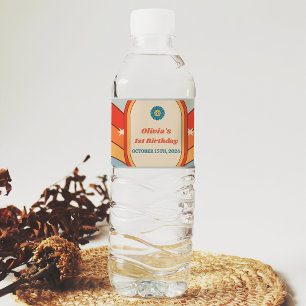 Étiquette Pour Bouteilles D'eau Fête d'anniversaire super Retro Rainbow