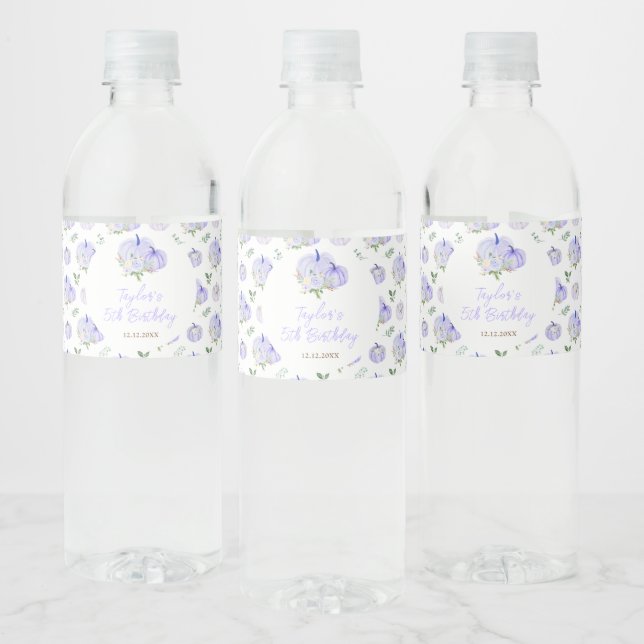 Étiquette Pour Bouteilles D'eau Fête d'anniversaire violet Citrouille (Bouteilles)