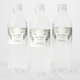 Étiquette Pour Bouteilles D'eau Fête de mariage Argent Golden White Roses Fleurs