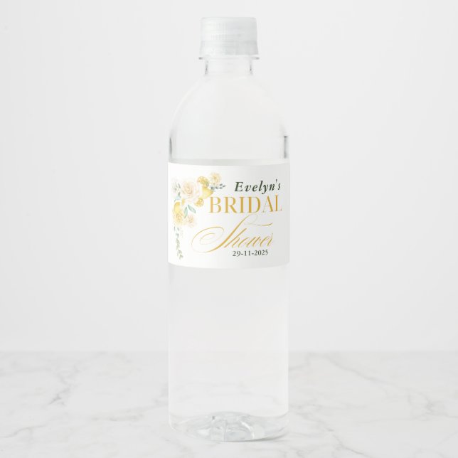 Étiquette Pour Bouteilles D'eau Fête de mariage Citron Eucalyptus Rose (Devant)