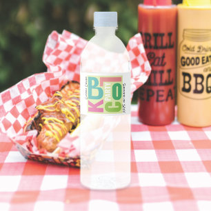 Étiquette Pour Bouteilles D'eau Fête de quartier rétro de type Block Party estival