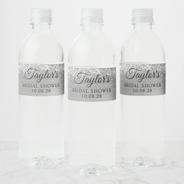 Étiquette Pour Bouteilles D'eau Fête des mariées à huile d'argent (Bouteilles)