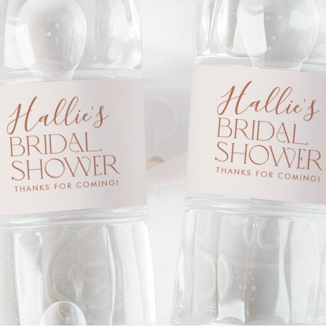 Étiquette Pour Bouteilles D'eau Fête des mariées Boho minimale neutre (Minimal Boho Bridal Shower Water Bottle Labels)