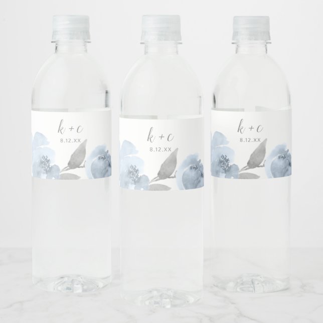 Étiquette Pour Bouteilles D'eau Fête des mariées d'aquarelle bleu foncé (Bouteilles)
