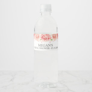 Étiquette Pour Bouteilles D'eau Fête des mariées d'aquarelle rose blanc