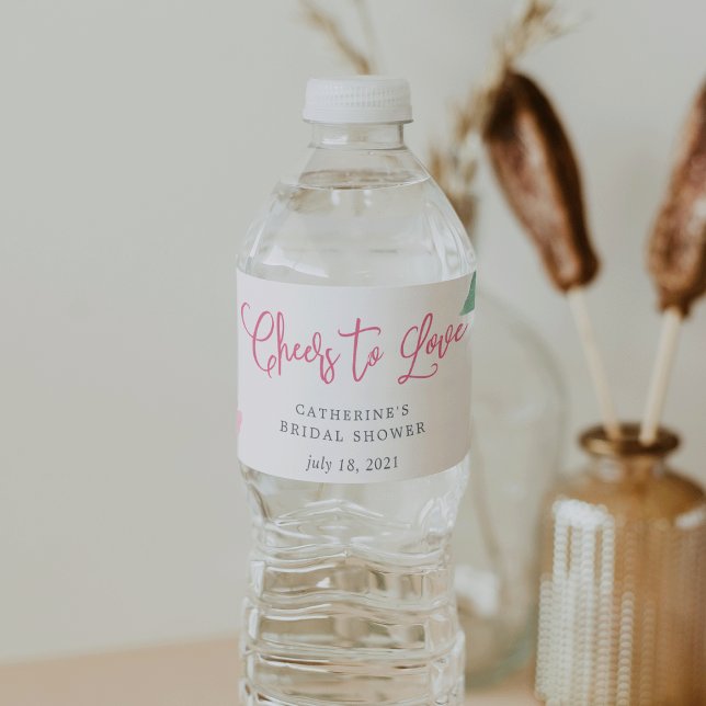 Étiquette Pour Bouteilles D'eau Fête des mariées du jardin rosé (Créateur téléchargé)