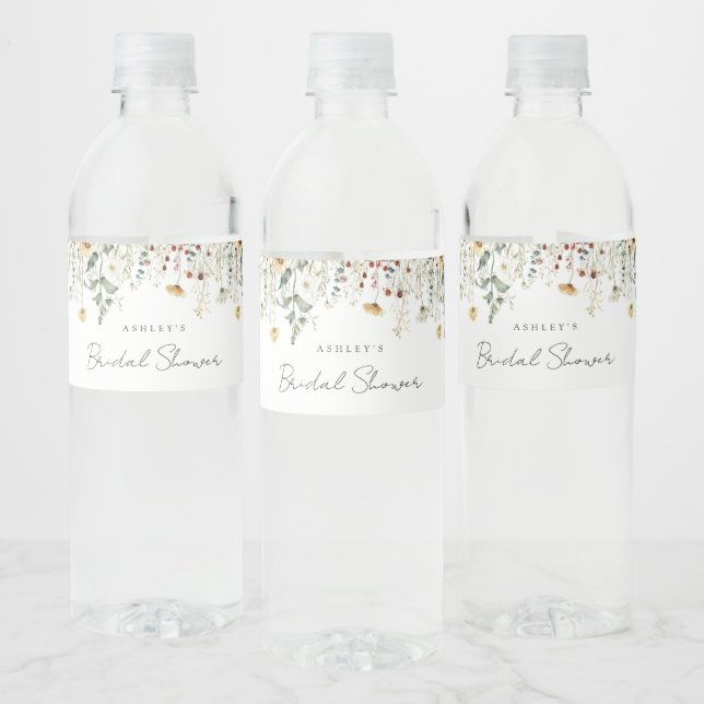 Étiquette Pour Bouteilles D'eau Fête des mariées Fleur sauvage d'été (Bouteilles)