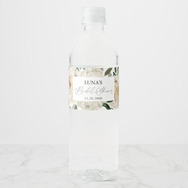 Étiquette Pour Bouteilles D'eau Fête des mariées florale d'eau (Devant)