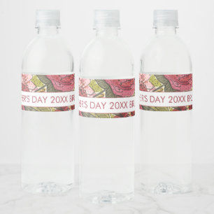 Étiquette Pour Bouteilles D'eau Fête des mères Brunch aux fleurs d'aquarelle ros
