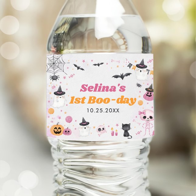 Étiquette Pour Bouteilles D'eau Fête du 1er anniversaire de Halloween Ghost (Créateur téléchargé)