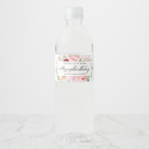 Étiquette Pour Bouteilles D'eau Fête du 95e anniversaire Fleur de paon rose