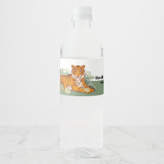 Étiquette Pour Bouteilles D'eau Fête du tigre, jungle animale