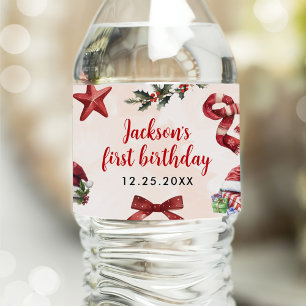 Étiquette Pour Bouteilles D'eau Fête moderne Noël 1er anniversaire