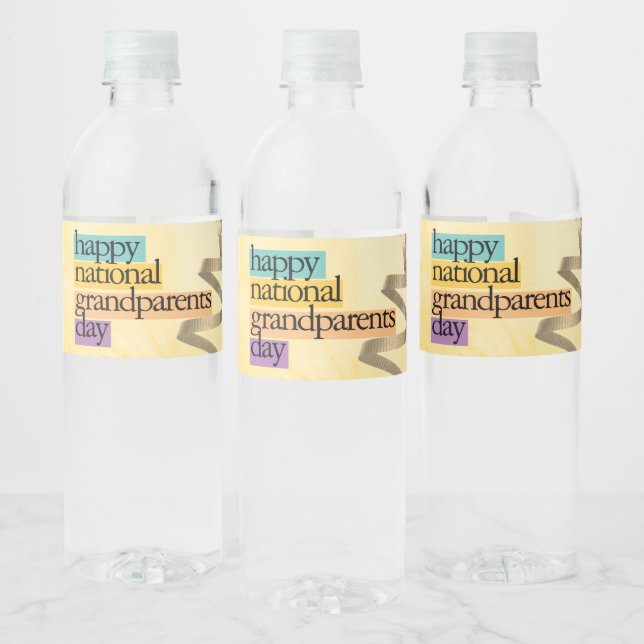 Étiquette Pour Bouteilles D'eau fête nationale des grands-parents heureux (Bouteilles)
