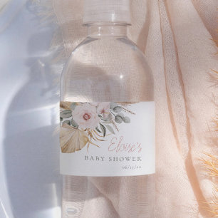 Étiquette Pour Bouteilles D'eau Fête Prénatale Fille Élégante Bohème Herbe des Pam
