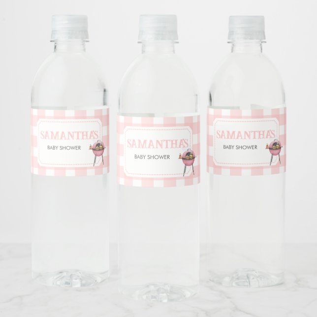 Étiquette Pour Bouteilles D'eau Fête Prénatale Pink Burger BBQ (Bouteilles)