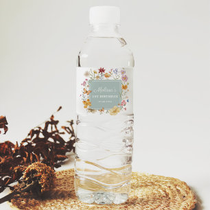 Étiquette Pour Bouteilles D'eau Fille Fleur sauvage 1er anniversaire