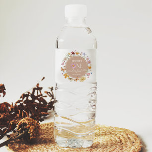 Étiquette Pour Bouteilles D'eau Fille Fleur sauvage Onederful 1er anniversaire fêt