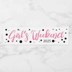 Étiquette Pour Bouteilles D'eau Fille personnalisée week-end rose pointillé