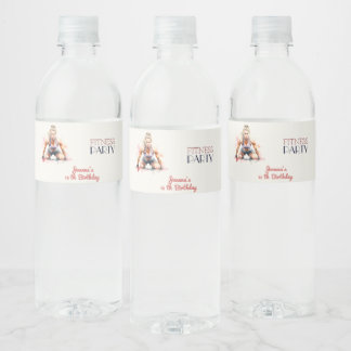 Étiquette Pour Bouteilles D'eau Fitness watercolor sport fille fête d'anniversaire