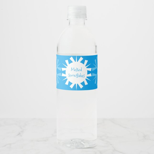 Étiquette Pour Bouteilles D'eau FLAKES DE NEIGE REMPLI Drôle (Devant)