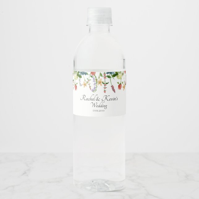 Étiquette Pour Bouteilles D'eau Fleur sauvage botanique Floral (Devant)