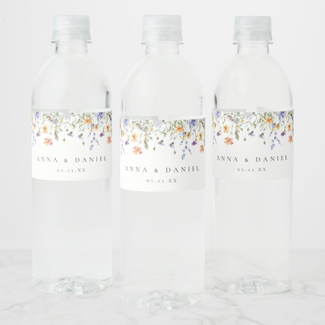 Étiquette Pour Bouteilles D'eau Fleur sauvage d'été Mariage de jardin (Bouteilles)