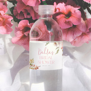 Étiquette Pour Bouteilles D'eau Fleurs à l'aquarelle Élégante Garden Fête de Maria