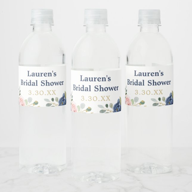 Étiquette Pour Bouteilles D'eau Fleurs aquarelles élégantes (Bouteilles)